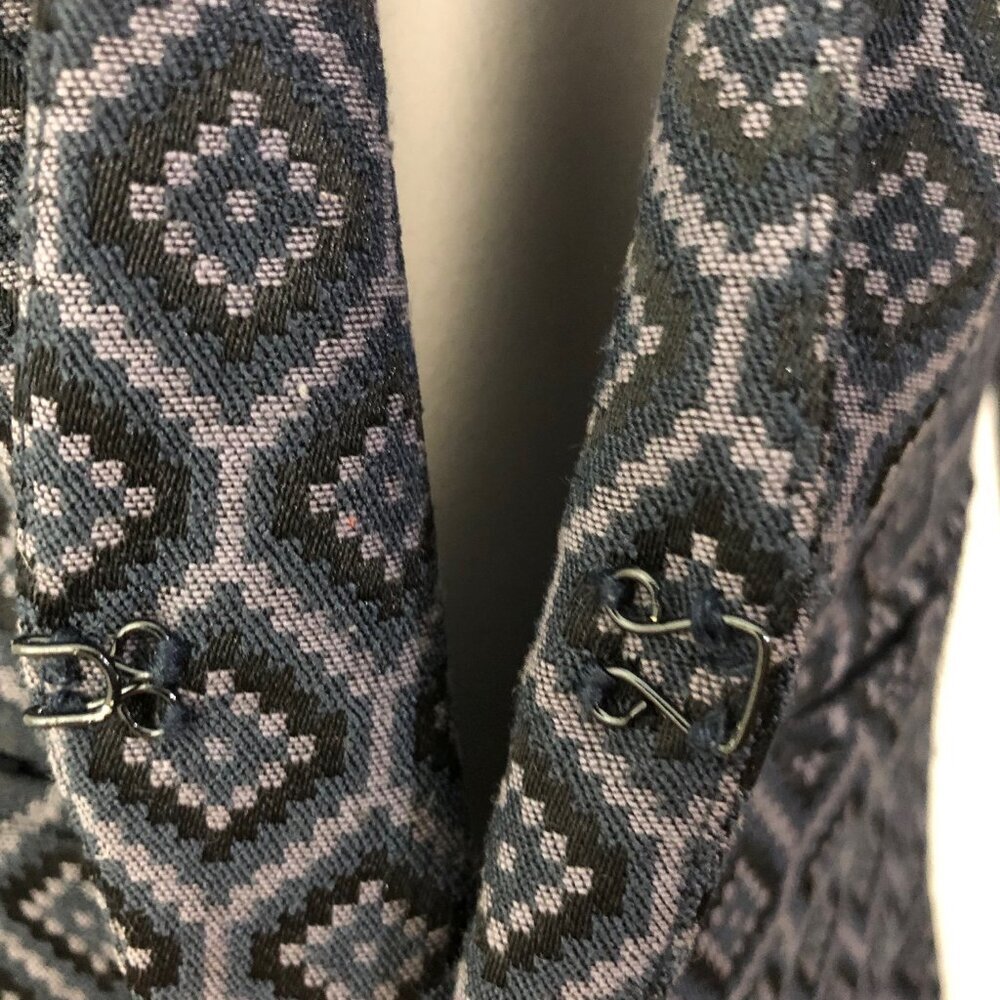 Banana Republic Women's Size 4 Open Front Textured Printed Blazer Drk Gray/Black - Picture 6 of 11